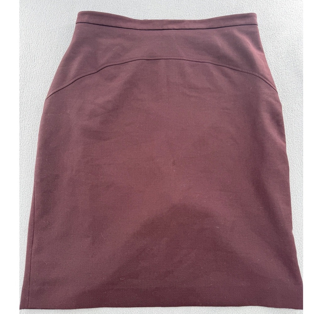 Reiss Ricca Wool Pencil Skirt Sz 10 Burgundy Curved Yoke Professional